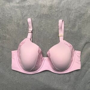 SOMA Embraceable Perfect Coverage Bra Pink Lace Trim Underwire 38DD